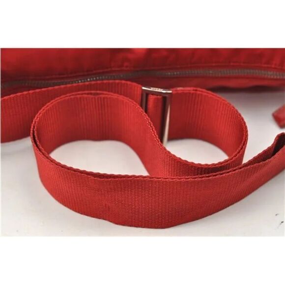 PRADA Nylon Leather Shoulder/Crossbody Bag Red 💼 #1 - Picture 11 of 14